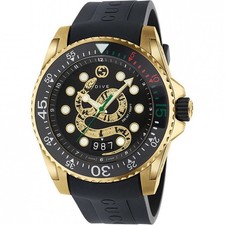 Gucci Dive Gold Snake Black Dial Rubber Strap Men's Watch YA136219 picture