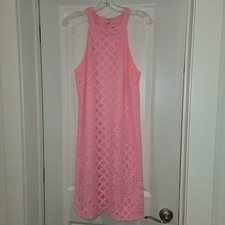 LILLY PULITZER Rayanne Lace Sleeveless Shift Dress, Pelican Pink (Size L) picture