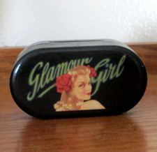 Vintage hinged plastic lipstick holder - 1950's Glamour Girl picture on front picture