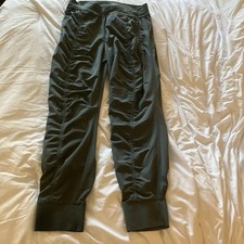 ATHLETA Attitude Pant Dark Green Ruched Joggers Women's Size 10 Zip Pockets picture
