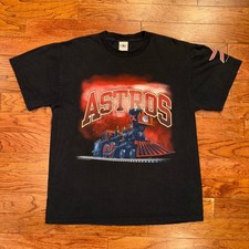 Vintage 2001 Houston Astros Home Run Train Logo Athletic T-Shirt Large Rare picture
