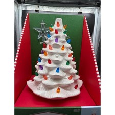 Hobby Lobby White Ceramic Christmas Tree Multi-Color Lights Star Topper New picture
