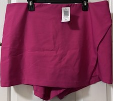 NWT Torrid Hot Pink Peacock Asymmetrical Skort Pull On Shorts Size 2X 18-20 picture
