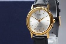 CASIO Silver Dial Gold Qz Men's Watch New Batt MTP-1095 Vtg 90s Near MINT JAPAN picture