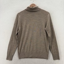 Uniqlo Sweater Mens Small Beige Extra Fine Merino Wool Turtleneck Knit Classic picture