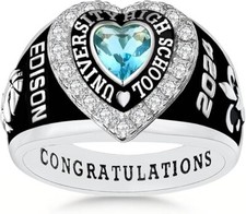 Personalized Women's Heart Birthstone For High School Class Ring Graduation Gift picture