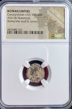 Roman SheWolf & Twins Ancient Coin Constantinian 330-340AD NGC Certified Genuine picture