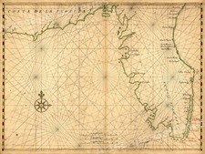 1630s “Costa De Le Florida” Vintage Style Early America Map - 20x28 picture