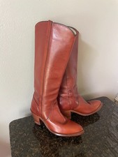 Vintage Frye Campus Boots Women’s 7.5B Tan Leather USA Made Western Pull-On picture