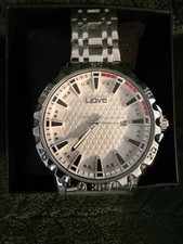 Wave Men's Quartz Analog Date Watch Silver Dial Stainless Steel Bracelet picture
