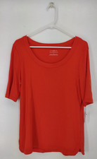 The Talbots Tee Women's Size M Pima Cotton Short Sleeve Shirt Red Orange NWT picture