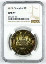 1972 Canada Silver Dollar - NGC SP 67+ - Nice Toning--SEE STORE WW2 MEDALS -PCGS picture