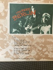 Lou Reed Berlin…like New Never Played..small Cut Out Top Right Includes Booklet picture