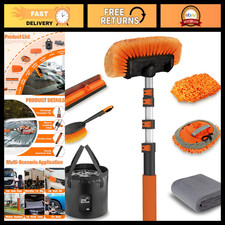 20FT Car Wash Brush Kit - Long Handle, Soft Bristles, Mop, Squeegee, Mitt, Wheel picture