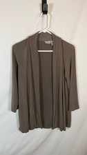 Chicos Taupe Open Front Cardigan Size 0 Long Sleeve Drape Knit Layering Sweater picture