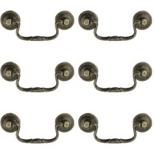 6 Pcs Antique Bail Handle Drop Pulls Vintage Bronze Drop Bail Drawer Cabinet picture