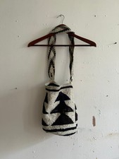 Vintage Handwoven Textile Bucket Bag Geometric Tree Shoulder Bag Cream Brown picture