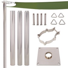 12FT/8FT Heavy Duty Stainless Steel Canopy Pole With Base Plate for Garden picture