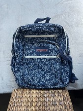 JanSport Blue White Floral Backpack Book Bag picture