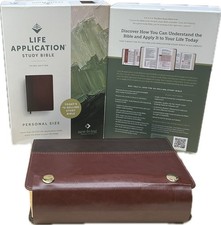 NLT Life Application Study Bible SNAPFLAP 3rd Ed Brown Leathersoft Snap Closure picture