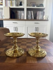 Vintage Set of 2 PartyLite Falmouth Solid Brass Pillar Candle Pedestal Holders picture