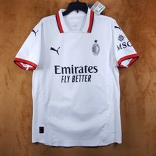 Puma ACM Mens Large White AC Milan Emirates Fly Better Soccer Futbol Jersey $140 picture