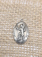 Sterling Silver St. Christopher Medal Charm Pendant 4.6G 1.25