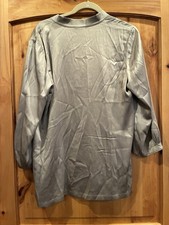 Eileen Fisher Gray Solid V-Neck Button Front 3/4 Sleeve Blouse Womens M picture