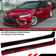 For 18-24 Toyota Camry Yofer Ruby Flare Pearl Black 2 Toned Side Skirt Extension picture