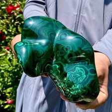 2.6LB Natural glossy Malachite egg transparent cluster rough mineral sample picture
