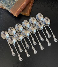 Set 12 Rare Towle Old Colonial Sterling Silver Bouillon Soup Spoons American 5” picture