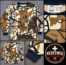 Vintage 90s Predator Camo Shirt Mens S Made USA Long Sleeve Hunting Pocket Tee picture