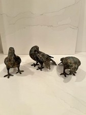 Toyo Japan Vintage Bronze Pigeon Statues Set Of 3 picture