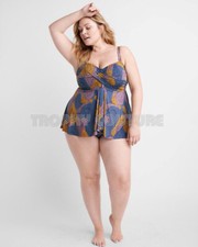 NEW RYLLACE SWIM PAISLEY PRINT UNDERWIRE BRA TWIST FRONT SKIRTED SWIMSUIT SZ 20 picture