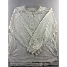 Madewell Cream Recycled Cotton Long Sleeve Henley Top Small Relaxed Fit picture
