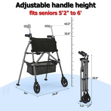 7LB Lightweight Folding Walker for Seniors Portable Travel Walker 330LB ON SALE picture