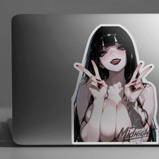 Goth Girl Vinyl Sticker Anime Manga Waifu Lewd Laptop Skateboard Car Ecchi picture