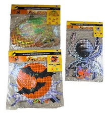 VTG 90’s Halloween Holographic Hanging Decor Pumpkin Bates Spiders Lot Of 3 NEW picture
