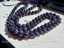 Nephrite Hetian jade necklace 8m Emperor Purple 34inch Long Rich Silky 帝王紫 picture