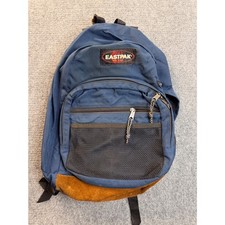 Vintage Eastpak Backpack Navy Blue Suede Bottom USA Made School Hiking Y2K 90s picture