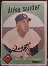1959 Topps Duke Snider #20 Los Angeles Dodgers VG picture
