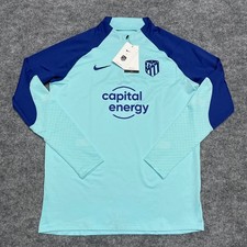 Atletico Madrid Sweatshirt Mens Large Aqua Blue Nike Strike Drill Top 1/4 Zip picture