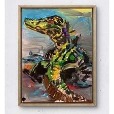OMAN Original Alligator Painting 11x14 Abstract Neo-Expressionist Florida Art picture