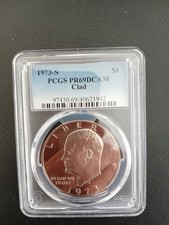1973-S Clad $1 PCGS PR69DCAM Eisenhower IKE Dollar- CHARITY picture