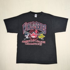 Vintage 1997 Cleveland Indians World Series T-Shirt SIZE XL, Logo 7 Official picture