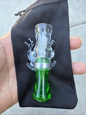 JJ Lares T-1 Timber Duck Call Clear With Green Insert and Silver Band Uncommon picture