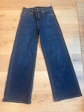 Quince Women's High Rise Wide Leg Jeans Size 28 Dark Wash Blue Denim picture