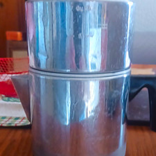 Vitage 7-Cup Aluminum Stovetop Silver & Black w/ Lid Coffee Pot  picture