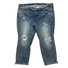 Torrid Womens Jeans 26R Boyfriend Straight Leg Vintage Stretch Folded Hem Ripped picture