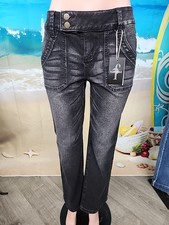 Nwt Flamingals  Medium, Two Button #74168 Jeans 33 Inseam Black Wash  picture